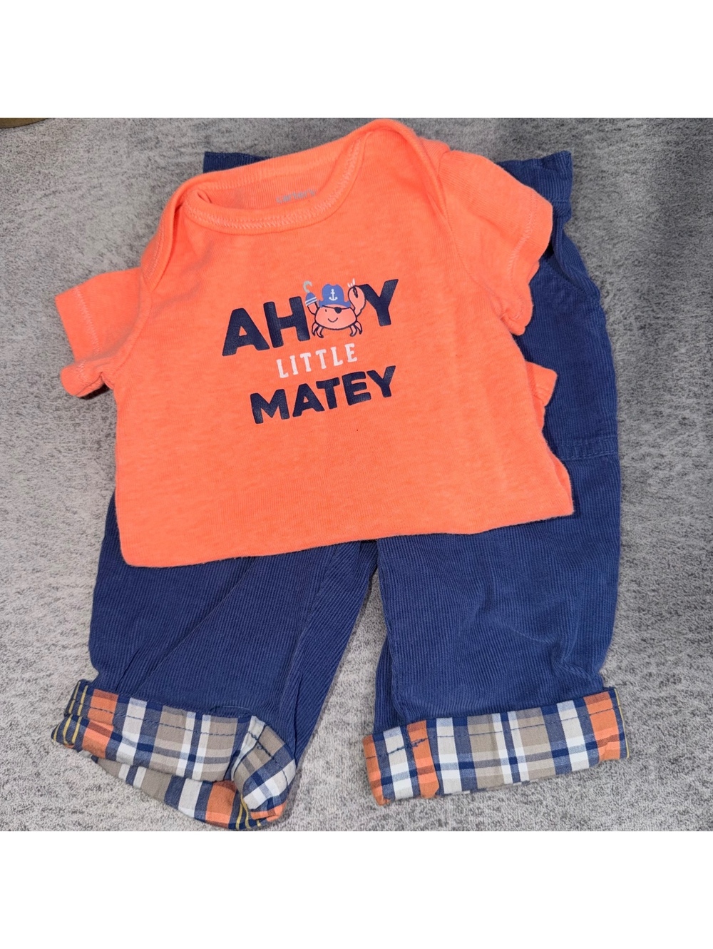 Carter's BABY 3M Boys Ahoy Little Matey Bright Orange Short Sleeve Bodysuit